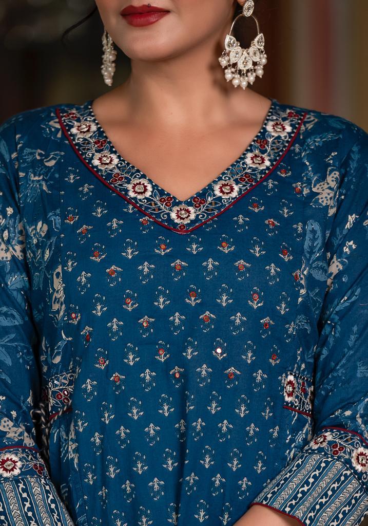 Akshar Designer Afghani Style Cotton Kurti With Bottom Dupatta Wholesale Market In Surat
